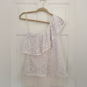 Lilly Pulitzer One Shoulder Ruffle Top